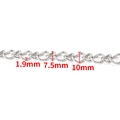 Poliertes silbernes Edelstahl-Kettenglied für DIY-Schmuck, 1,9 mm Dicke im Detail - Stahlfarbe Panzer 1:1 Faltenkette 10 mm