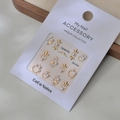 Golden and pearl nail art sticker set featuring hearts and crowns on a white backing card - MJ-044 Gold Stamping
