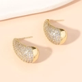 Orecchini a goccia dorati da donna con micro-pavé di zirconi e finitura lucida a specchio - Rame Intarsiato Con Zirconia Bianca / Oro
