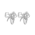 Elegantes pendientes de lazo hueco en plata, par simétrico con estilo minimalista - Oro Blanco