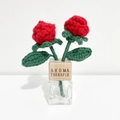 Handmade crochet red rose diffuser with a wooden cap and clear glass aromatherapy bottle - Rose Red
