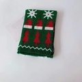 Grüner Weihnachtsstrickschal mit roten Rentier- und Baummustern für Kinder im Winter - Schneeflocke Weihnachten Grün
