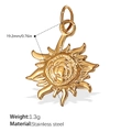 Golden sun-shaped stainless steel pendant with textured details and 19.2mm diameter - Textured Sun Style (PJ544G)