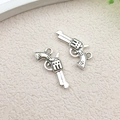 Antique silver revolver pistol charms for DIY jewelry making earrings and necklaces - Vintage Revolver Gun