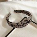 Handmade leopard print plush headband with vintage sponge padding for volume - 3cm / Brown