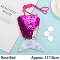 Mermaid tail sequin crossbody bag in rose red and purple with holographic fin - Rose Red