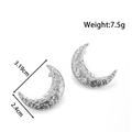 Hammered crescent moon earrings in stainless steel, weight 7.5g, size 3.19x2.4cm - Crescent / Silver