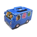 Blaue Cartoon-Bus-Geschenkbox aus Pappe mit Griff und Tiermotiven für Kinder - 17.5*9*8cm / Blau