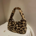 Chic leopard print plush small handbag with brown and black patterns and zipper closure - Leopard Print Brown // Great Deal