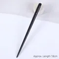 Classic 18cm black ebony wood hair stick in a minimalist matte finish for traditional buns - New Moon - 1 Hole B