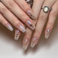 Unghie finte a pressione luna e stelle forma ballerina con strass e glitter laser - Tipo di Colla