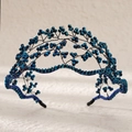 Blue crystal beaded mesh headband with exotic ethnic weave and intricate crystal detailing - Blue
