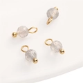 Faceted gray natural stone charm with gold metal loop for DIY jewelry making - Flash Stone (Labradorite)