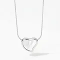 Minimalist heart pendant necklace with white shell inlay and silver snake chain - Silver White (PDD666)