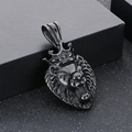 Pendentif tête de lion noir hip hop avec couronne en acier inoxydable poli - Couleur Noire Lion à Couronne KP44973-TOT