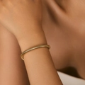 Classico bracciale rigido placcato oro 14K con design geometrico a spirale moda - Osso Di Serpente