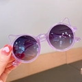 Cute kids sunglasses with cat ear frames in translucent purple and gradient lenses - Purple