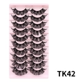 Set van 10 paar DD-krul Russische valse wimpers in TK42 kriskras volume ontwerp - Zwarte gekrulde stijl (TK42)