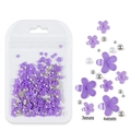 Purple 5-petal resin flower nail charms in 3mm and 6mm sizes with silver beads and pearls - Purple Flower With Silver Bead