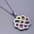 Rainbow-plated stainless steel witch knot pendant with heart Celtic knot on a thin chain - Rainbow Color Necklace