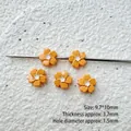 Five orange flower alloy beads for DIY jewelry making with a small hole for beads - Orange