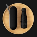 Compact black UV capsule umbrella with matching hardshell case and grey lanyard - 6-Rib Mini Vinyl Thickened + Capsule Box / Black