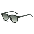Minimalistische Doppelsteg-Sonnenbrille mit dunkelgrünem Rahmen und Silbernieten - Grüner Rahmen / Grüne Gläser