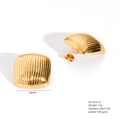 18K gold plated 304 stainless steel square earrings with vintage striped texture - E664-37(Square Stripes)