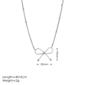 Detailed view of silver bow pendant with size markings and necklace length specifications - Silver Necklace