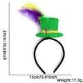Detailed dimensions of the Mardi Gras headband with feathers and fleur-de-lis crown - Green Top Hat Feather Style