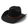 Chapeau de cowboy noir en laine avec ceinture en cuir marron et boucle dorée élégante - M (56-58cm) / Noir