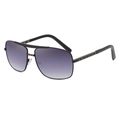 Retro pilot sunglasses with black metal frame and checkered texture on temples - C25 Black Double Grey