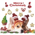 Kerst Corgi muurstickers met sneeuwpop hoofdbanden en feestelijke raamdecoratie voor thuis - PH-QT1073