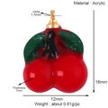 Detail showing red cherry pendant dimensions of 16x12x7mm with acrylic material data - Cherry