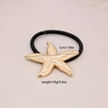 Elastic black hair tie featuring a polished gold starfish charm for elegant styling - #20-Golden Starfish