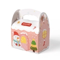 Caja de regalo de Navidad rosa con asa y dibujos de muñecos de nieve y árboles - Estilo Muñeco de Nieve de Navidad Rosa / 11*7*7cm