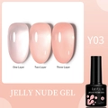 LILY'CUTE Jelly Nude Gel Nagellack Y03 zeigt 1-3 Schichten Effekt für 7ml UV LED Maniküre - Geleefarbe-Y03