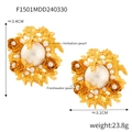Detaillierte Größenansicht barocker Goldohrringe mit Perlen und 3,4 cm Höhe - Gold