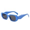Modern bright blue geometric sunglasses with thick polygon frames and dark gray lenses - Blue Frame Gray Lens