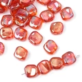 Iridescent orange square glass beads for jewelry making with unique internal texture - Gradient Red