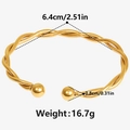 Specifiche dettagliate delle dimensioni per il bracciale rigido a torsione dorato - Oro