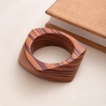 Macro detail of natural zebra wood grain on a geometric square vintage bangle - L414-2 Red Coffee Circle Hexagon