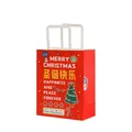 Red Christmas paper gift bag with handles and gingerbread design 21x11x27cm - Red Christmas Doll Style