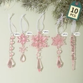 Set di 10 decorazioni natalizie in acrilico rosa con fiocchi di neve e ghiaccioli - Set di ghiaccioli rosa (10 pezzi) / Rosa