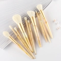 Luxury 10pcs makeup brush set with gradient pearl handles and soft white bristles - 10Pcs Jade Yellow Set