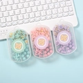 Pastel color thumbtack set in mint, pink, and purple boxes with cute bear labels - Push Pins Set