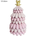 Pink Christmas tree foil balloon tower with gold bell topper, size 72x130cm - Pink