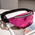 Chic holographic pink waist bag with adjustable strap and iridescent glossy finish - Burgundy