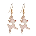 Detail of pink reindeer drop earrings with golden alloy frames for Christmas - Deer #29