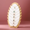 Bamboo necklace display stand featuring seven gold pendants with colorful zircon stones - ZM010 White PU Leather